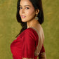 Festive hand embroidered maroon cotton silk blouse.