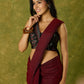 Beautiful black cotton sleeveless blouse with elegant fabric combination .