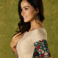 Beige cotton silk blouse beautifully blended with artistic kalamkari detailing.