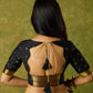Festive charm in black self-butti cotton silk blouse.