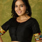 Elegant black cotton silk blouse with kalamkari and mirror highlights