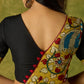 Elegant black cotton silk blouse with kalamkari and mirror highlights