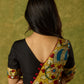 Elegant black cotton silk blouse with kalamkari and mirror highlights