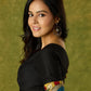Elegant black cotton silk blouse with kalamkari and mirror highlights
