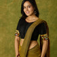 Elegant black cotton silk blouse with kalamkari and mirror highlights