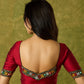 Rich maroon cotton blouse with intricate Kutch mirror embroidery