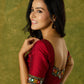 Rich maroon cotton blouse with intricate Kutch mirror embroidery