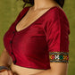 Rich maroon cotton blouse with intricate Kutch mirror embroidery