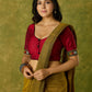 Rich maroon cotton blouse with intricate Kutch mirror embroidery