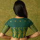 Festive green Jamdani cotton blouse with elegant woven detailing