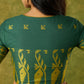 Festive green Jamdani cotton blouse with elegant woven detailing
