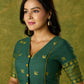 Festive green Jamdani cotton blouse with elegant woven detailing