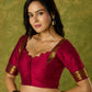 Dark magenta festive blouse with delicate lace highlights.