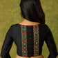 Black cotton silk blouse with intricate Kutch mirror work.