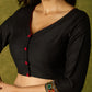 Black cotton silk blouse with intricate Kutch mirror work.