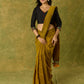 Black cotton silk blouse with intricate Kutch mirror work.