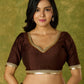 Beautiful coffee brown cotton silk festive blouse