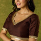 Beautiful coffee brown cotton silk festive blouse