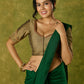 Hand embroidered dark gold cotton silk blouse with elegant details