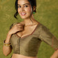 Hand embroidered dark gold cotton silk blouse with elegant details