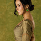Hand embroidered dark gold cotton silk blouse with elegant details