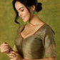 Hand embroidered dark gold cotton silk blouse with elegant details