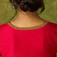Elegant hand embroidered dark pink cotton silk blouse with intricate detailing.