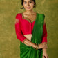 Elegant hand embroidered dark pink cotton silk blouse with intricate detailing.