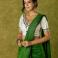 Elegant white Chanderi blouse with V-neck and lace highlights