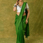 Elegant white Chanderi blouse with V-neck and lace highlights