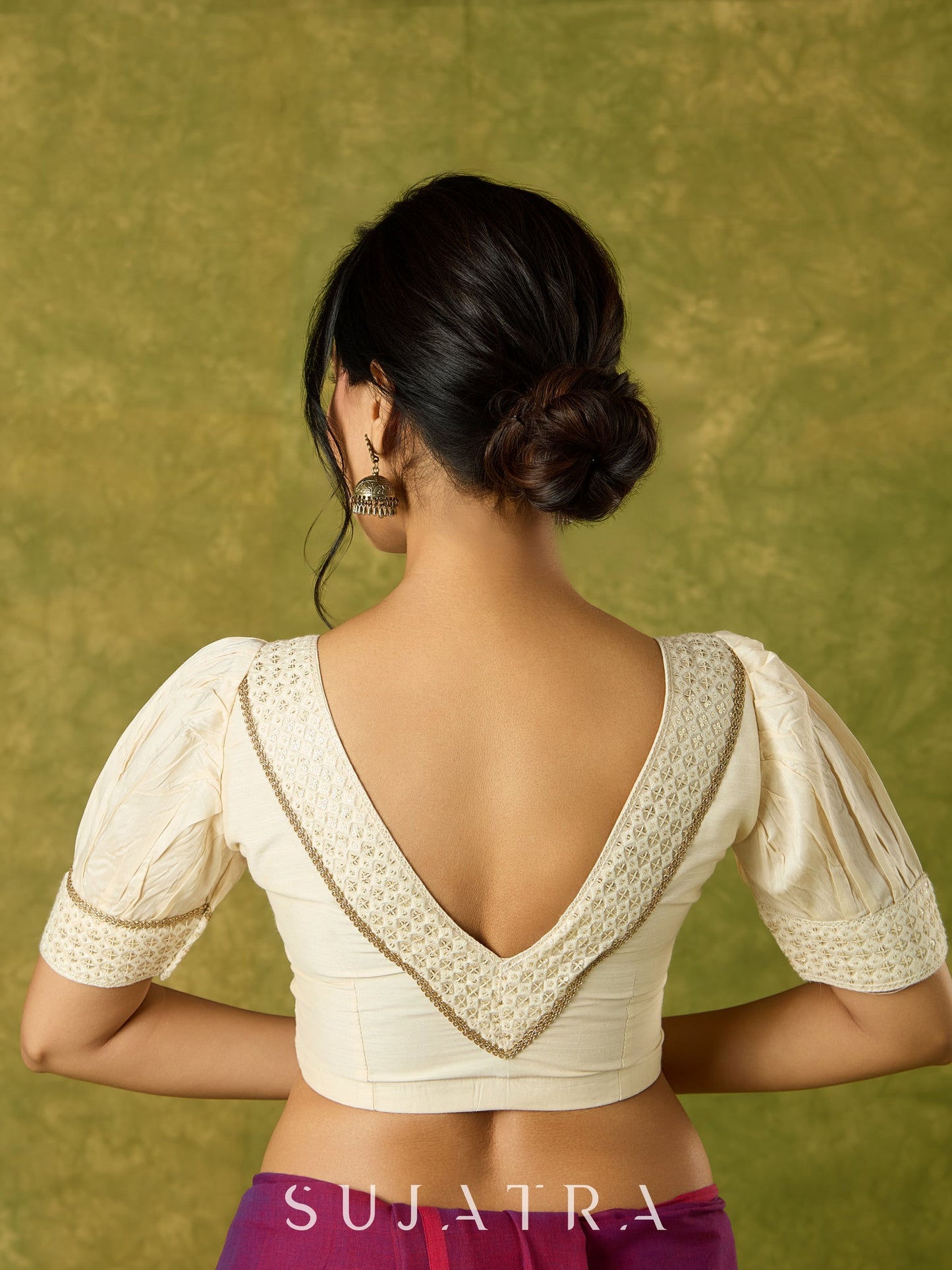Elegant off white cotton silk blouse.