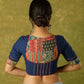 Beautifully hand embroidered navy blue blouse with stylish fabric combination.