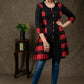 Trendy Double Ikat Combination Cotton Tunic with Wooden Button