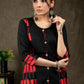 Trendy Double Ikat Combination Cotton Tunic with Wooden Button