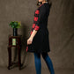Trendy Double Ikat Combination Cotton Tunic with Wooden Button