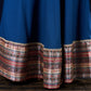 Graceful Navy Blue Rayon Flared Gown with Pleated Statement Sleeves, Embellished Yoke and Pearl Accents