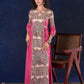 Exquisite Pastel Pink Long Gown featuring Side Gathers, Madhubani Panel & Subtle Embellishment