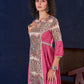Exquisite Pastel Pink Long Gown featuring Side Gathers, Madhubani Panel & Subtle Embellishment