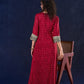 Heritage Maroon Bandhani A-Line Angarkha Gown with Minimal Lace Embellishment & Statement Tassels