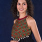 Elegant Black Rayon Halter Neck Long Gown with Mirror Work & Cowrie Shell Embellishments