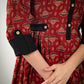 Red floral Ajrakh dress with pleats on waist