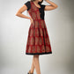 Rust Paisley Ajrakh dress with pleats on top