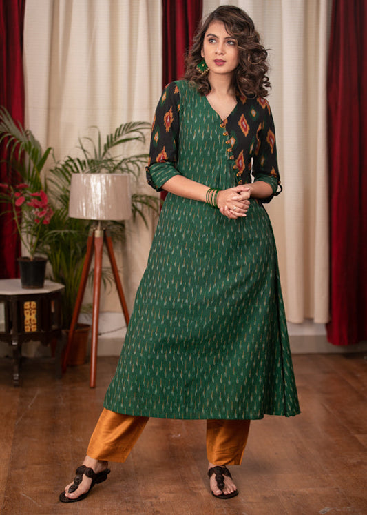 Stylish and Unique Cotton Ikat Combination Kurta