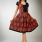 Rust Paisley Ajrakh dress with pleats on top