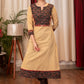 A-Line Beige Handloom Cotton Kurta with Ajrakh Yoke and border