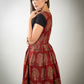 Rust Paisley Ajrakh dress with pleats on top