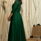 Green Cotton Silk Festive Gown with Elegant Handmade Zardosi Embroidery