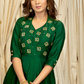 Green Cotton Silk Festive Gown with Elegant Handmade Zardosi Embroidery