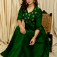 Green Cotton Silk Festive Gown with Elegant Handmade Zardosi Embroidery