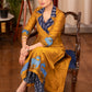 Straight Cut Mustard Cotton Silk and Ikat Combination Kurta with beautiful Hand Painted Gond Art